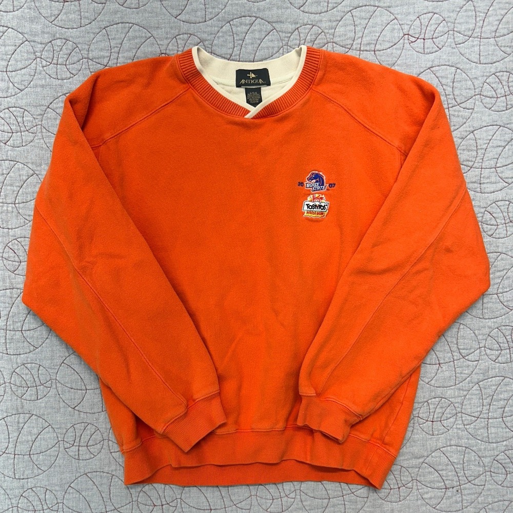 Antigua Sweatshirt Orange Boise State 2007 Fiesta Bowl / Mens Large